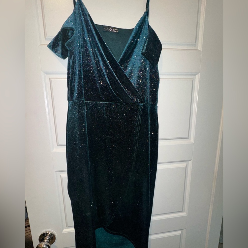 Elegant Green Sparkle Wrap Dress